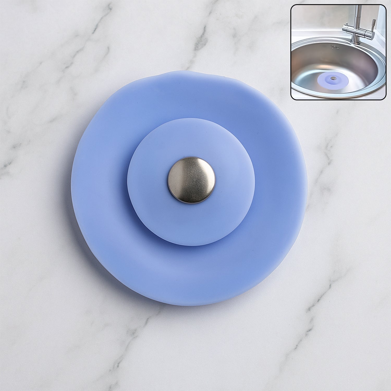 Creative 2-in-1 Blue Silicone Sewer Sink Sealer Cover Drainer (Multicolour  1 Pc) Creative 2-in-1 Blue Silicone Sewer Sink Sealer Cover Drainer (Multicolour  1 Pc)